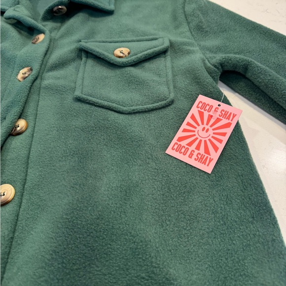 Coco & Shay Green Fleece Boyfriend Button Up Shirt Jacket Shacket Casual Sz S - Picture 3 of 7